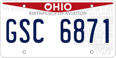 OH license plate GSC6871