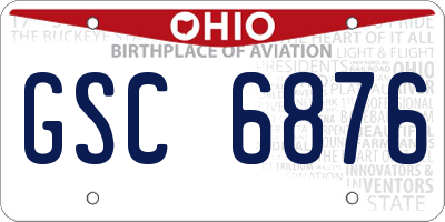OH license plate GSC6876