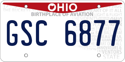OH license plate GSC6877
