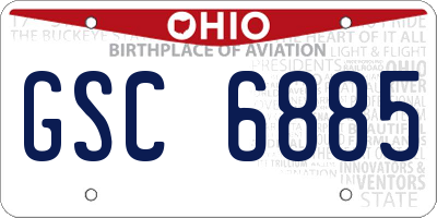 OH license plate GSC6885