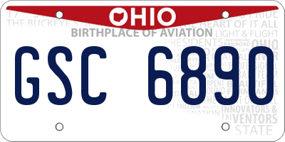 OH license plate GSC6890
