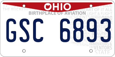 OH license plate GSC6893