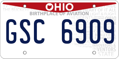 OH license plate GSC6909