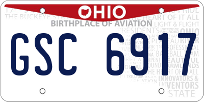 OH license plate GSC6917