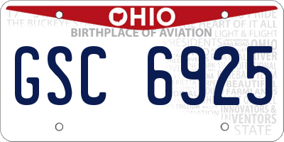 OH license plate GSC6925