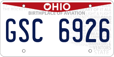 OH license plate GSC6926