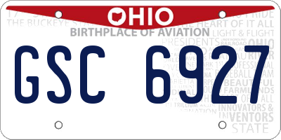 OH license plate GSC6927
