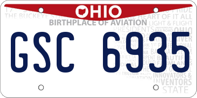 OH license plate GSC6935