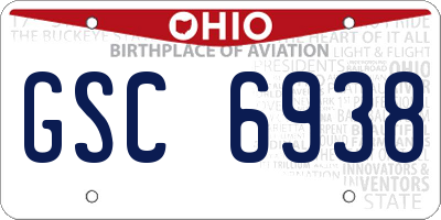 OH license plate GSC6938