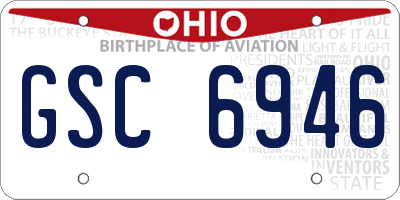 OH license plate GSC6946