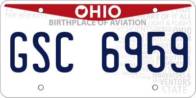 OH license plate GSC6959