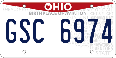OH license plate GSC6974