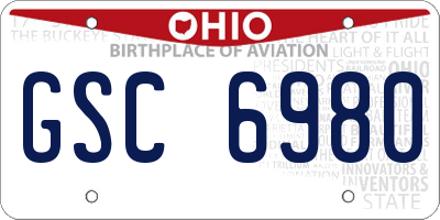 OH license plate GSC6980