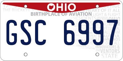 OH license plate GSC6997