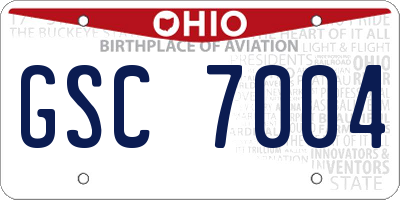 OH license plate GSC7004