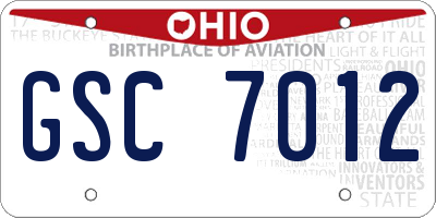OH license plate GSC7012