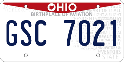 OH license plate GSC7021