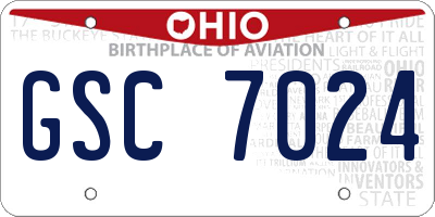 OH license plate GSC7024