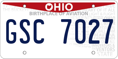 OH license plate GSC7027