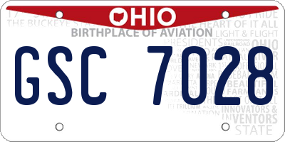 OH license plate GSC7028