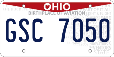 OH license plate GSC7050