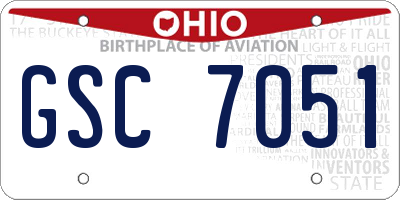 OH license plate GSC7051