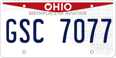 OH license plate GSC7077