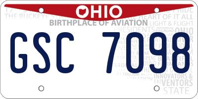 OH license plate GSC7098