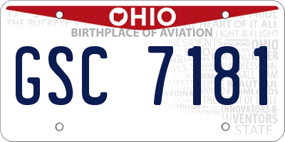 OH license plate GSC7181