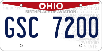 OH license plate GSC7200