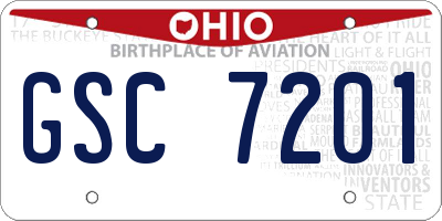 OH license plate GSC7201