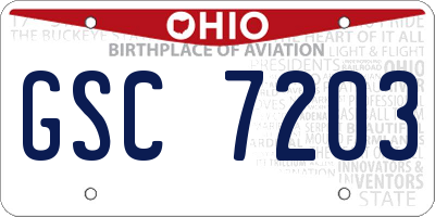 OH license plate GSC7203