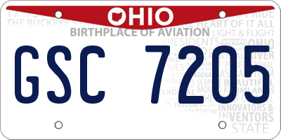 OH license plate GSC7205