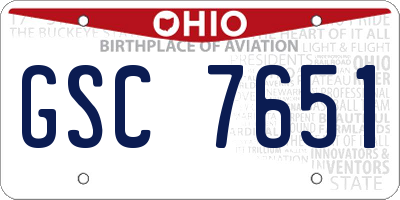 OH license plate GSC7651