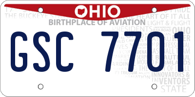 OH license plate GSC7701