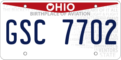 OH license plate GSC7702