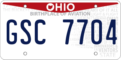 OH license plate GSC7704