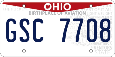 OH license plate GSC7708