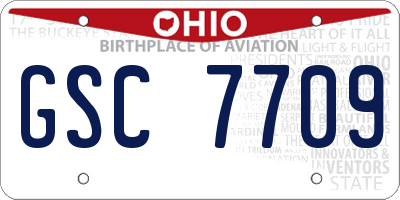 OH license plate GSC7709