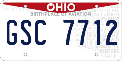 OH license plate GSC7712