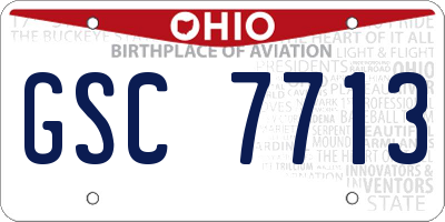 OH license plate GSC7713