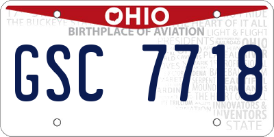 OH license plate GSC7718