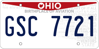 OH license plate GSC7721