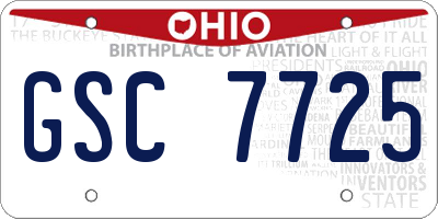 OH license plate GSC7725