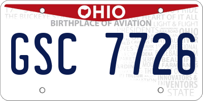 OH license plate GSC7726