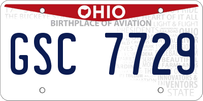 OH license plate GSC7729