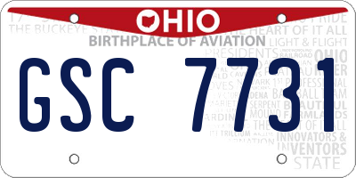 OH license plate GSC7731