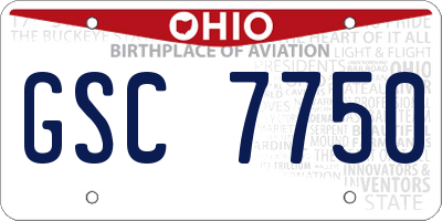 OH license plate GSC7750