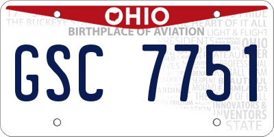 OH license plate GSC7751