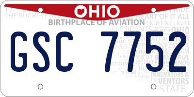 OH license plate GSC7752